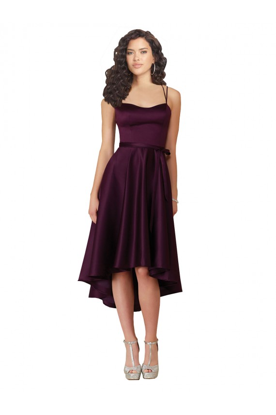 Compra Uva línea A Cuello de Corazón Cucharón Neck Satén Corto Asimétrico Vestidos de dama de honor / Vestidos de fiesta