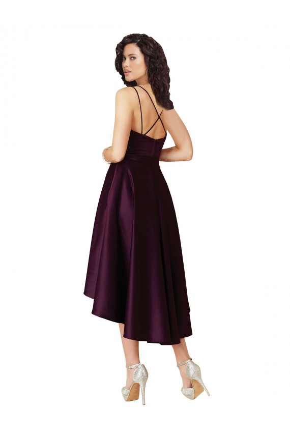 Compra Uva línea A Cuello de Corazón Cucharón Neck Satén Corto Asimétrico Vestidos de dama de honor / Vestidos de fiesta