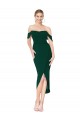Compra Verde Midnight Sirena Hombros Descubiertos Crepé Elástico Corto Asimétrico Formales Vestidos de dama de honor / Vestidos de fiesta / Vestidos de cóctel