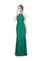 Compra Verde oscuro Sirena Halter Cuello Alto Encaje Largo Vestidos de dama de honor / Vestidos de fiesta