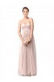 Compra Vintage Rose línea A Cuello de Corazón Tul Largo Vestidos de dama de honor