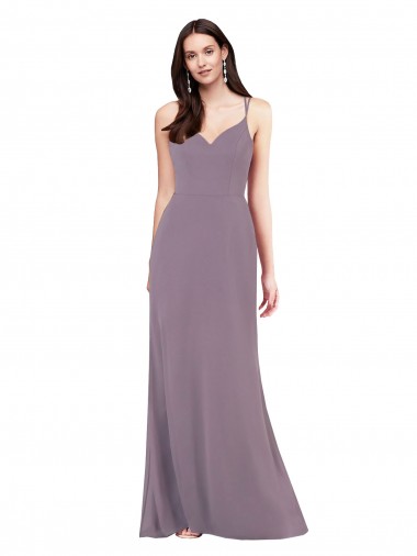 lavanda oscura Columna Cuello de Corazón Gasa Largo Formales Vestidos de dama de honor / Vestidos de noche Venta