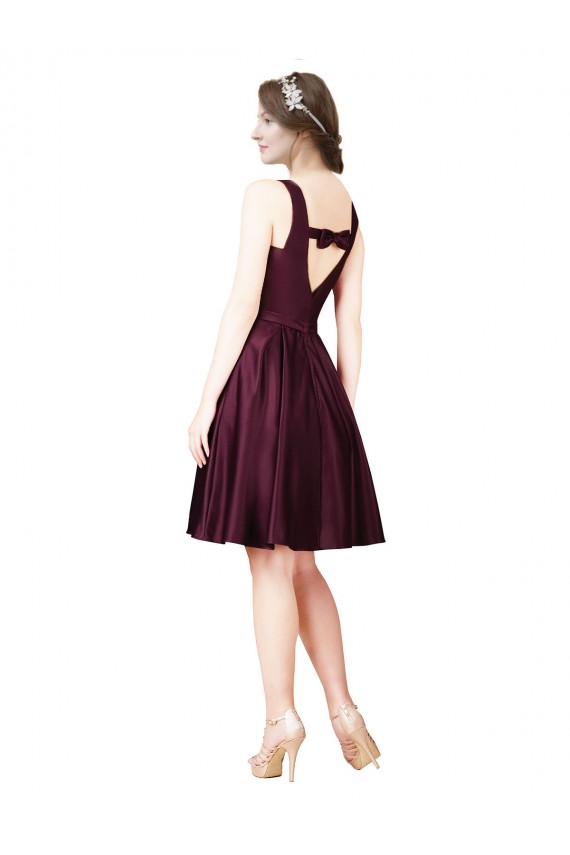 Compra línea A Barco Satén Corto Vestidos de dama de honor / Vestidos de fiesta / Vestidos de cóctel