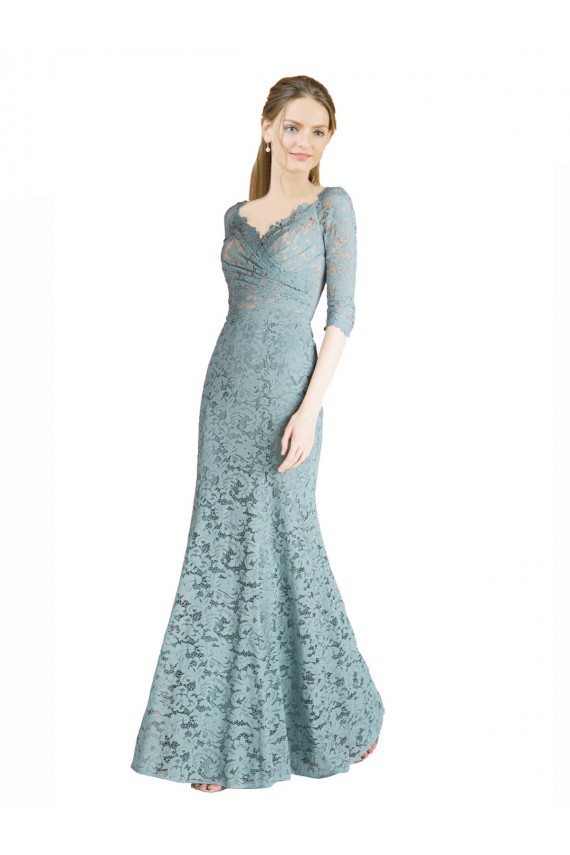 Compra línea A Cuello de Corazón Encaje Largo Vestidos de dama de honor / Vestidos de fiesta