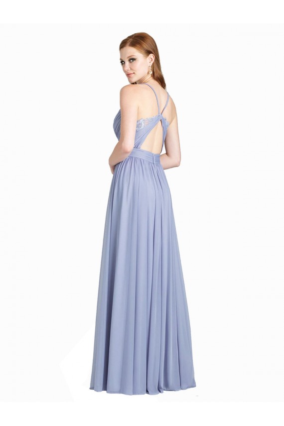 Compra línea A Cuello de Corazón Gasa Encaje Largo Vestidos de dama de honor