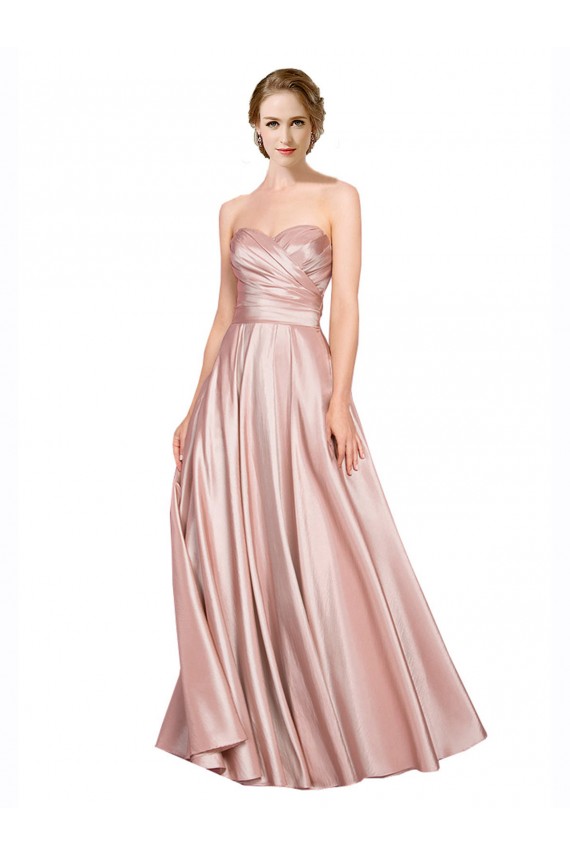 Compra línea A Cuello de Corazón Sin tirantes Satén elástico Largo Formales Vestidos de dama de honor / Vestidos de fiesta
