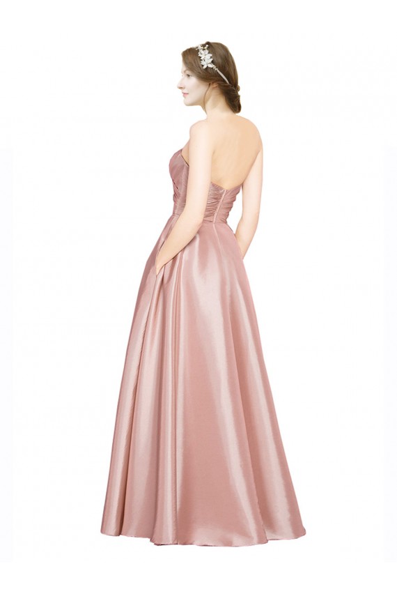 Compra línea A Cuello de Corazón Sin tirantes Satén elástico Largo Formales Vestidos de dama de honor / Vestidos de fiesta