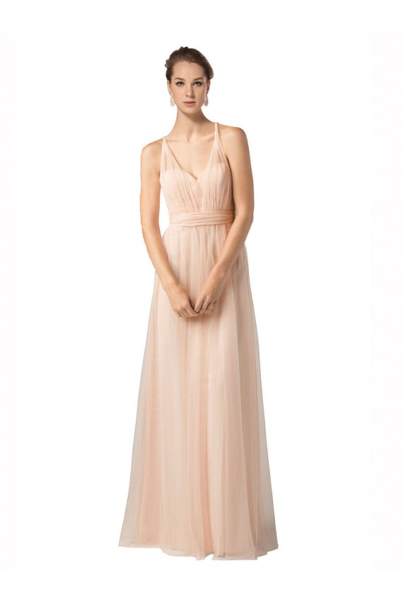 Compra línea A Cuello de Corazón Tul Largo Vestidos de dama de honor