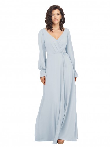 línea A Cuello en V Gasa Largo Vestidos de dama de honor Venta