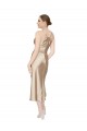 Compra línea A Cuello en V Midi Satén sedoso Corto Formales Vestidos de dama de honor / Vestidos de fiesta / Vestidos de cóctel