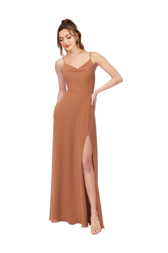 Compra línea A Gasa Largo Vestidos de dama de honor