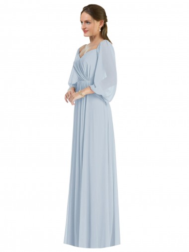 línea A Hombros Descubiertos Gasa Largo Formales Vestidos de dama de honor / Vestidos de noche Venta