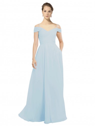 línea A Hombros Descubiertos Gasa Largo Vestidos de dama de honor Venta